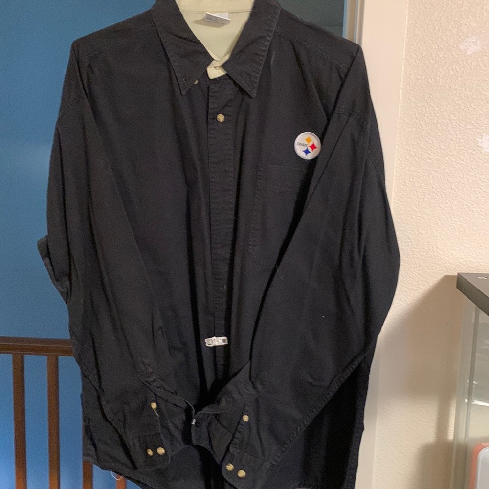 Black Steelers button down shirt